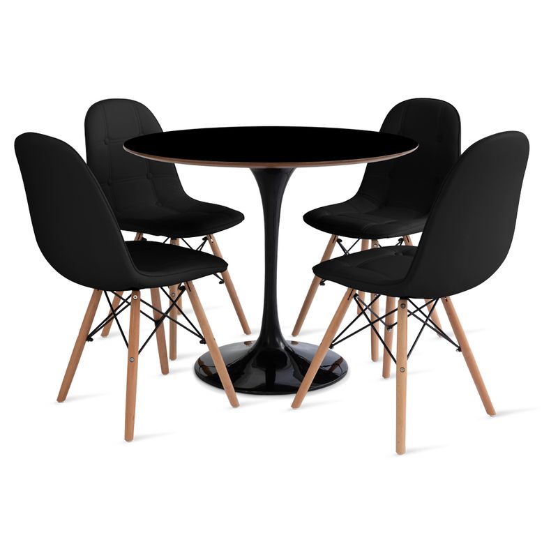 Conjunto Mesa Saarinen MDF 120cm e 4 Cadeiras Botonê